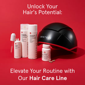 iRestore Elite before and after composite illustrating increased hair density over months