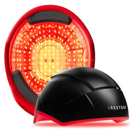 iRestore Elite front view showing full-coverage cap and even laser layout for fuller hair