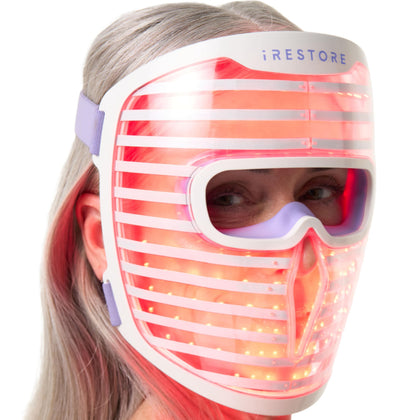 iRestore mask front packaging showing full-face coverage and professional look