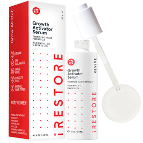 iRestore front packaging showing serum bottle and benefits