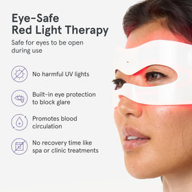 iRestore mask worn by user relaxing showing hands-free convenience benefit