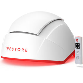 iRestore front view showing helmet design and full scalp coverage benefit