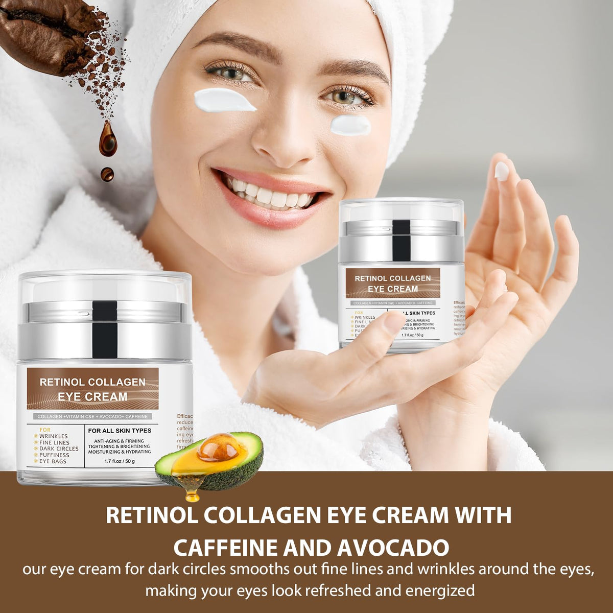 IREV ingredients display with avocado and vitamin C emphasizing hydration benefits