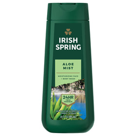 Irish Spring Aloe front packaging showing bottle and scent benefit