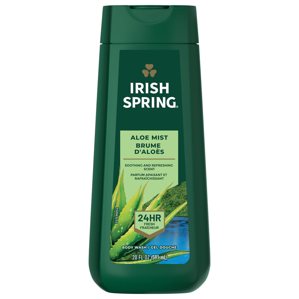 Irish Spring aloe mist front packaging showing scent and size benefit
