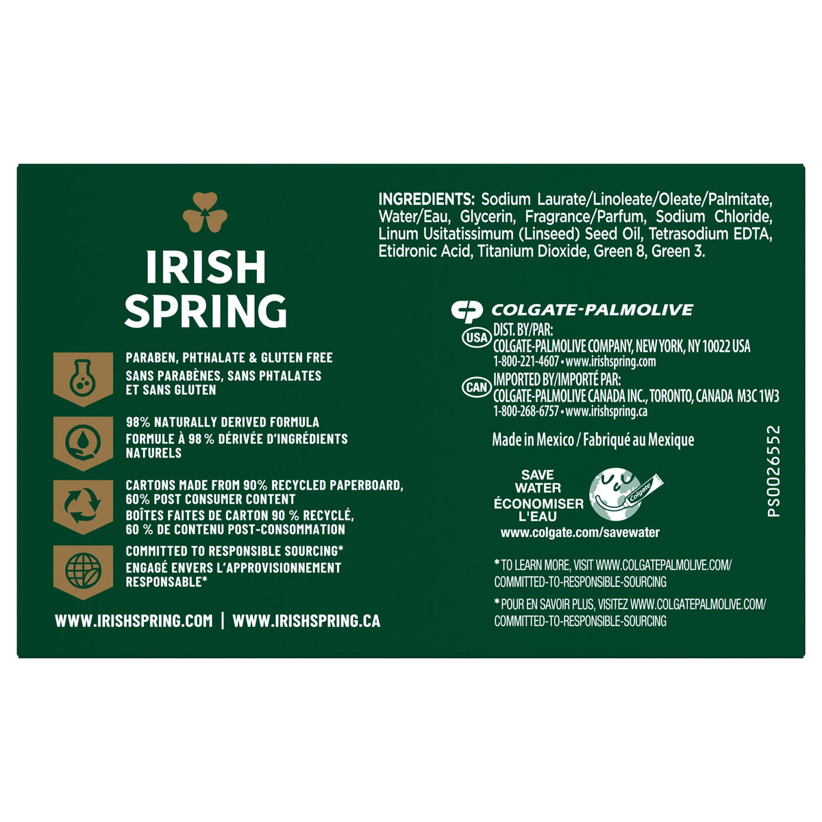 Close-up of Irish Spring bar texture highlighting lathering and cleaning benefit