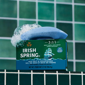 Irish Spring close-up of bar texture highlighting oat and jojoba scrubs