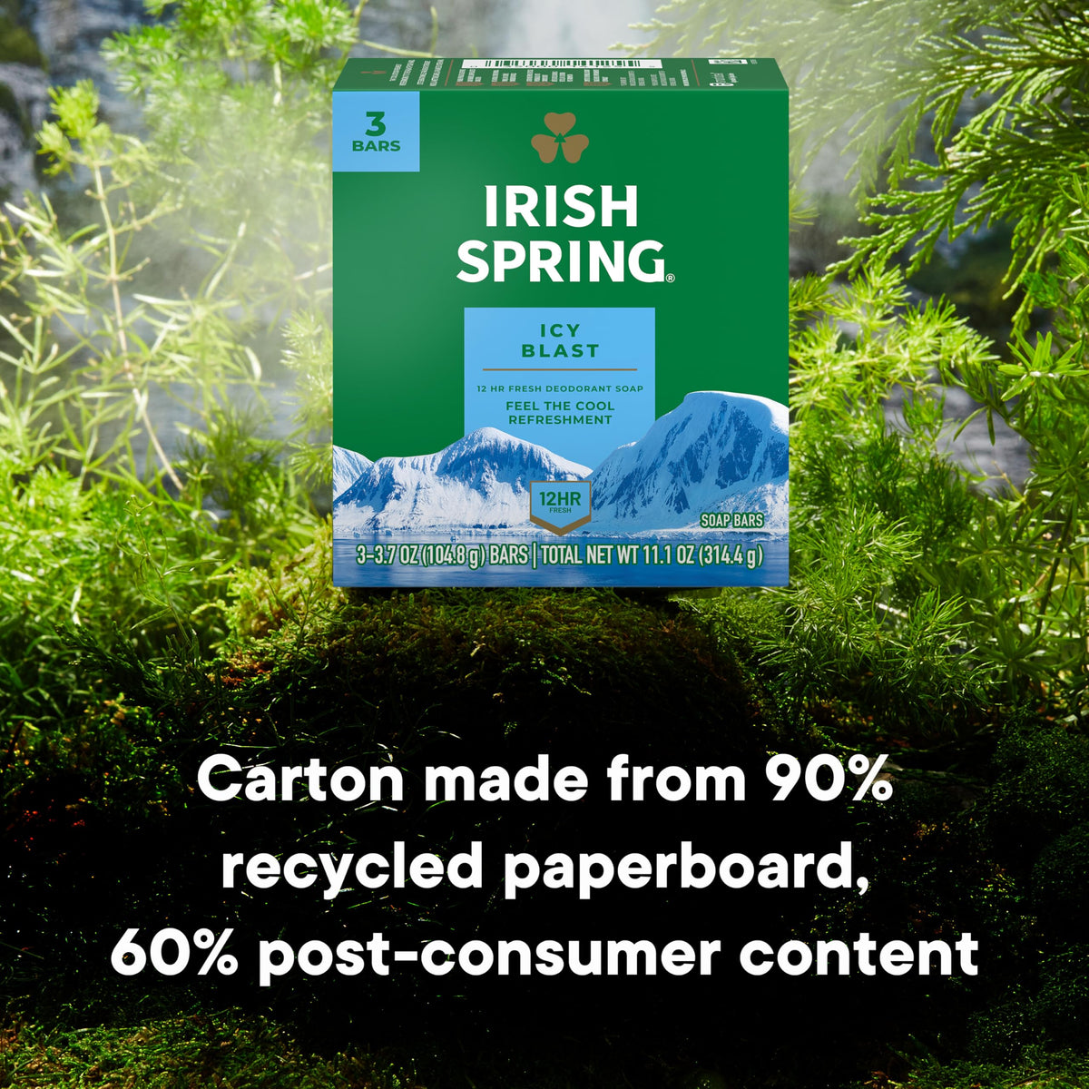 Irish Spring bar label detail showing ingredient highlights and natural-derived benefit