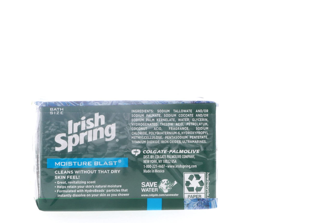 Irish Spring label close-up displaying ingredients and naturally derived benefit
