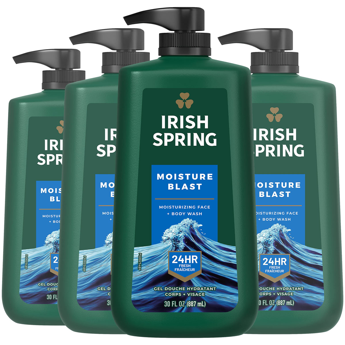 Irish Spring front pump bottle showing label and size for easy identification