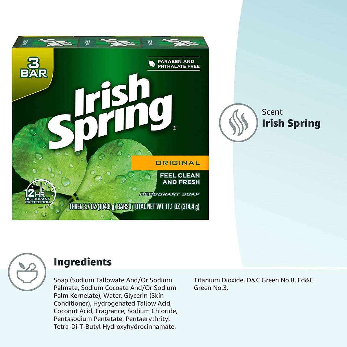 Irish Spring bars on shower shelf illustrating organized bathroom storage benefit