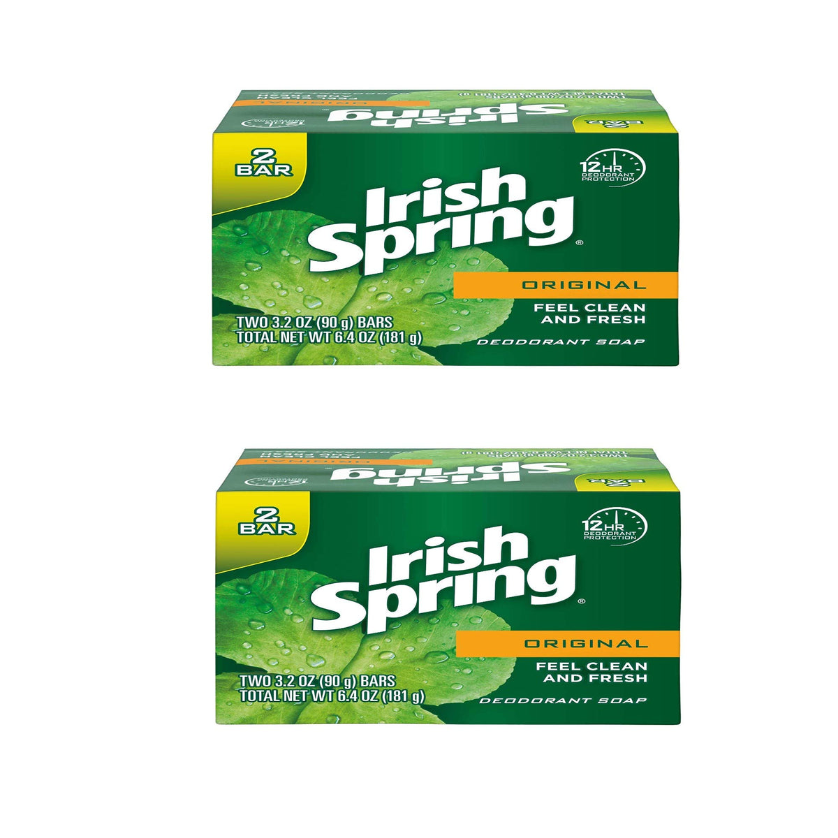 Irish Spring bar front packaging showing fresh scent and compact size