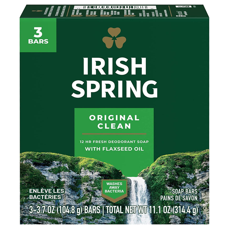 Irish Spring front packaging showing multi-pack and fresh scent