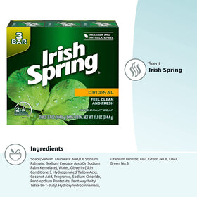 Irish Spring bar on shower shelf illustrating everyday use