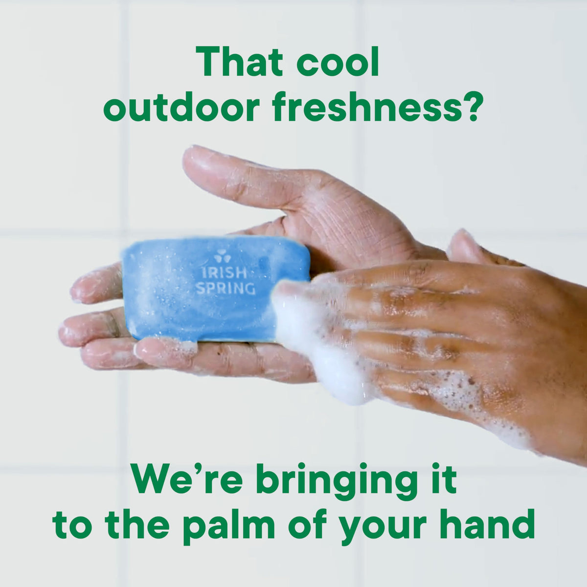 Irish Spring recyclable carton packaging emphasizing eco-friendly storage benefit