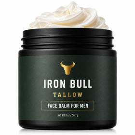 Iron Bull front packaging showing the 2oz balm and masculine label, promotes simple care