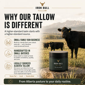 Iron Bull label close-up listing simple ingredients and clean-scent promise for transparency