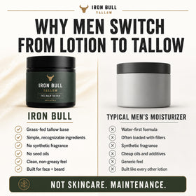 Iron Bull balm on skin absorbing with minimal shine demonstrating non-greasy finish