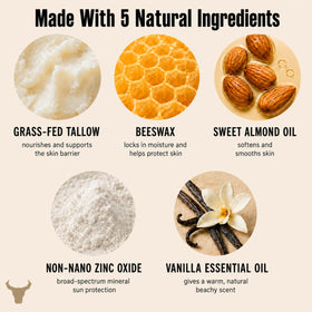 Iron Bull Tallow ingredients jar with beeswax and grass-fed tallow