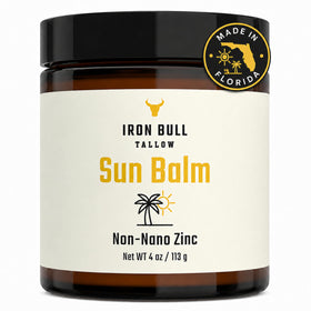 Iron Bull Tallow front tin showing product branding and benefits