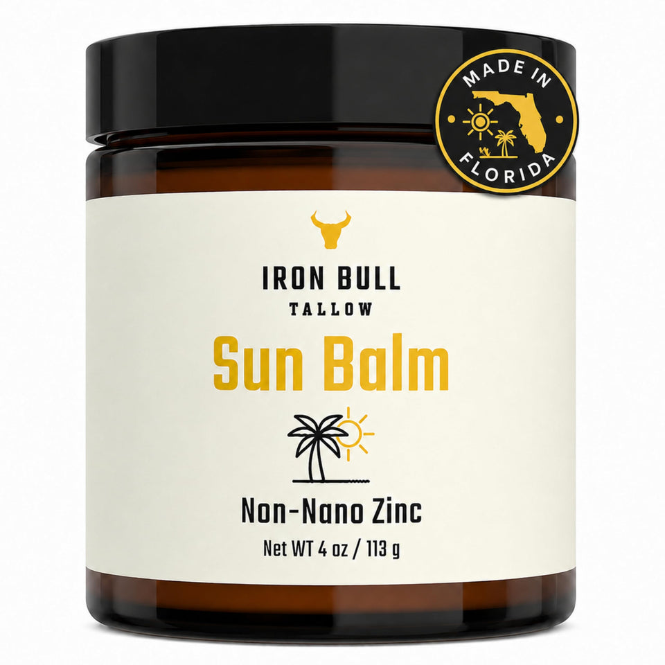 Iron Bull Tallow front tin showing product branding and benefits
