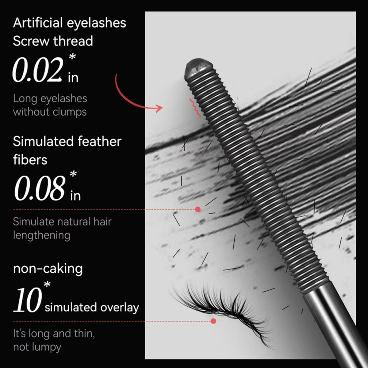 Generic Iron Wand Mascara before and after lashes showing visible extension effect