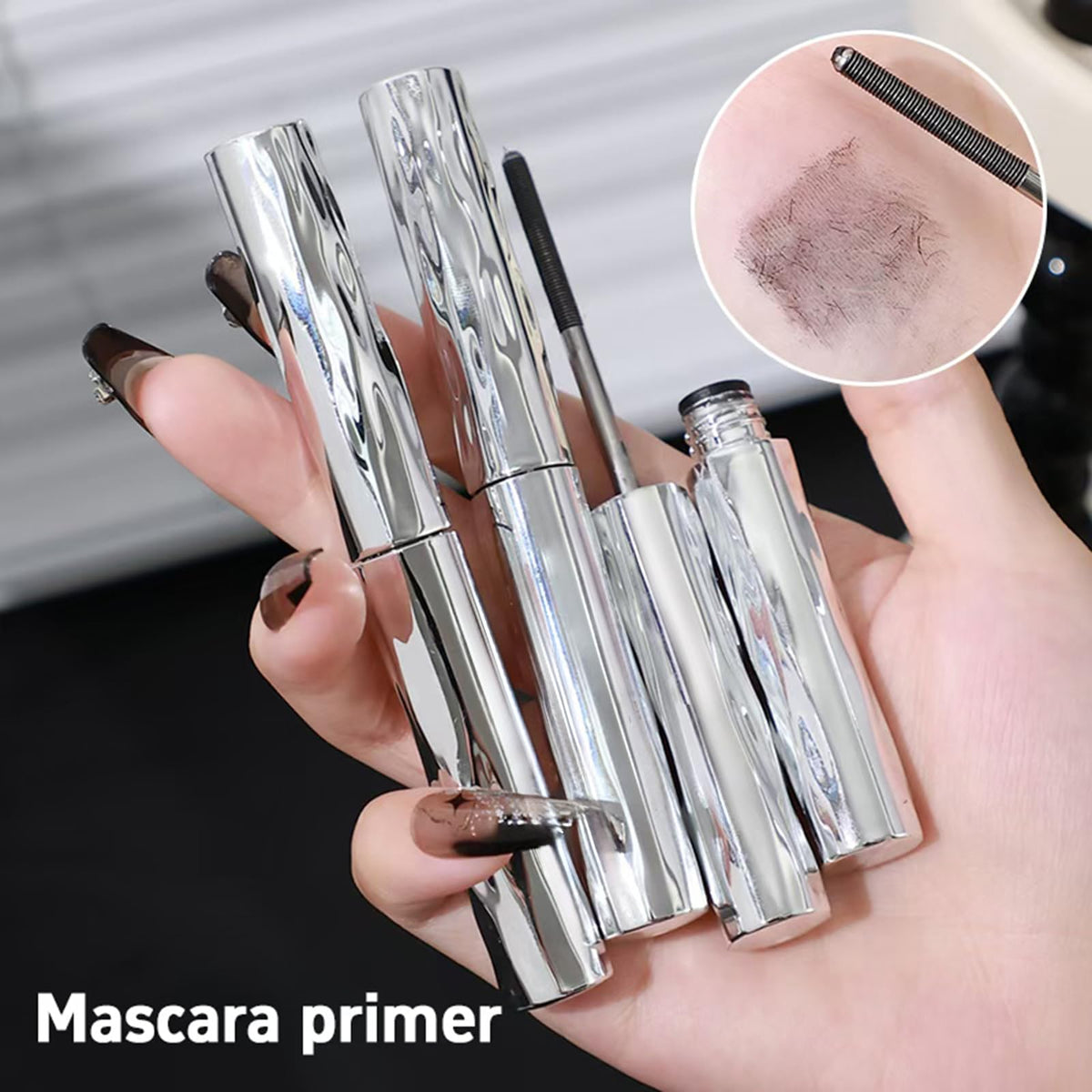Generic Iron Wand Mascara on model eyes illustrating dramatic length and curl