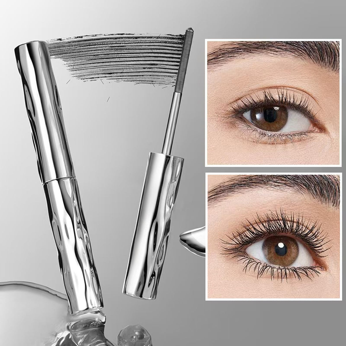 Generic Iron Wand Mascara swatch texture showing tubing formula for long lasting wear