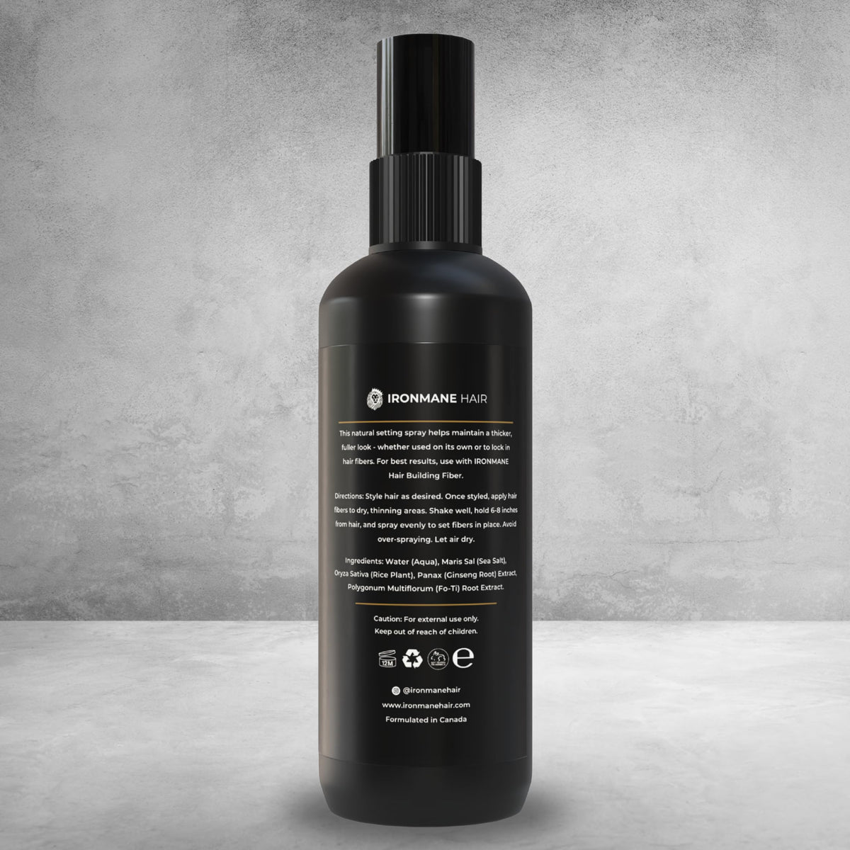 IRONMANE mist close-up demonstrating ultra-fine spray for even coverage