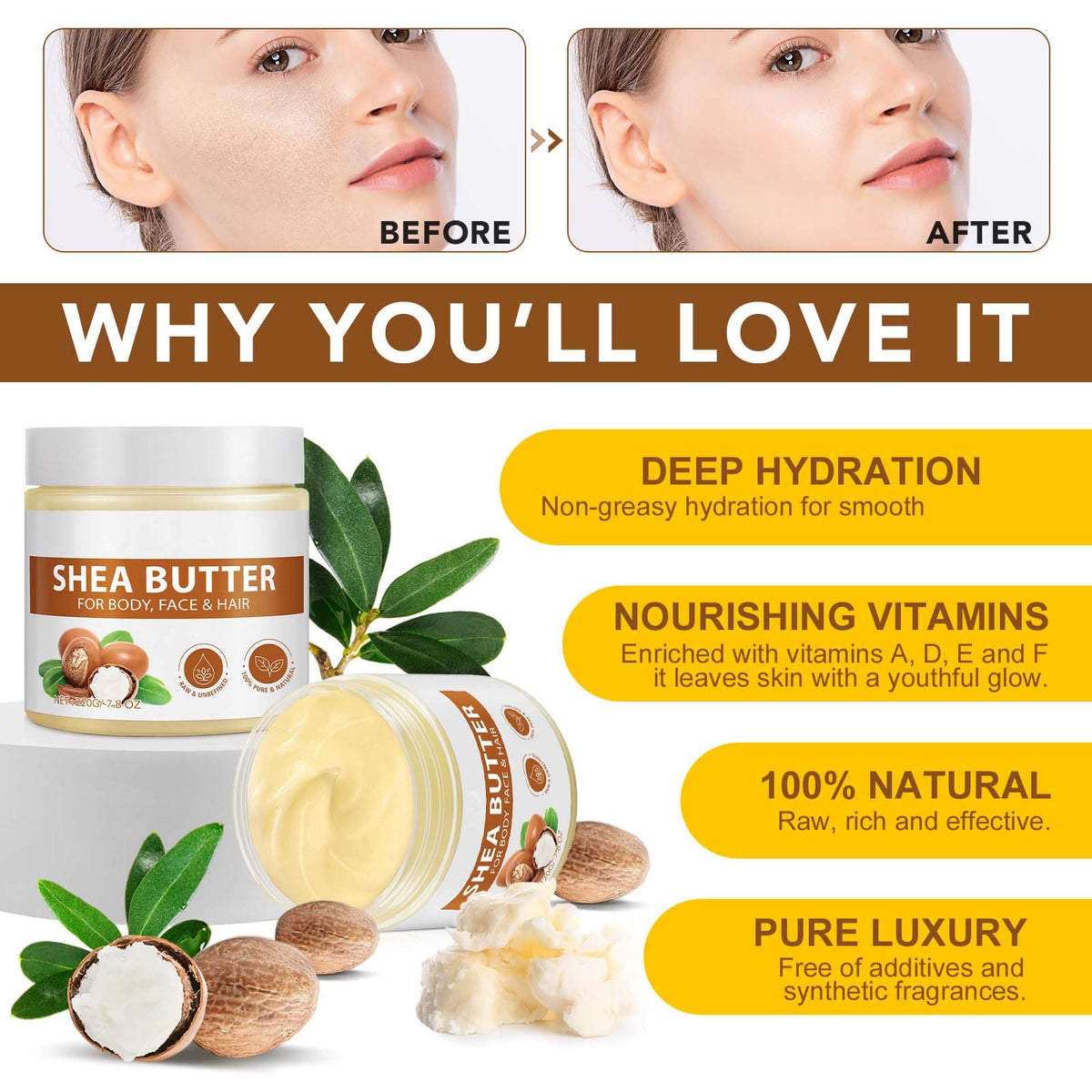 IRSRDOQU applied to hair ends to tame frizz and add nourishing shine