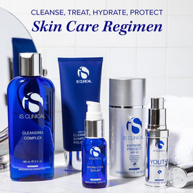 iS CLINICAL product on bathroom counter showing daily routine convenience