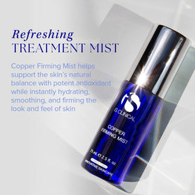 iS CLINICAL mist on bathroom vanity conveying daily routine refresh benefit