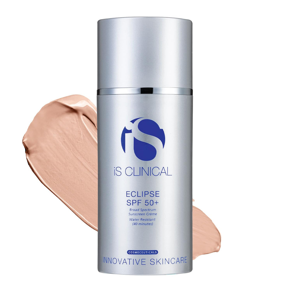 iS CLINICAL front tube showing product label and SPF 50+ for clear identification and benefit