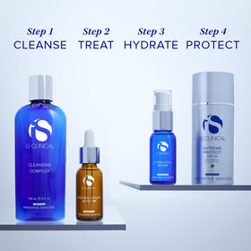 iS CLINICAL applied to model’s skin illustrating soothing, calming effect