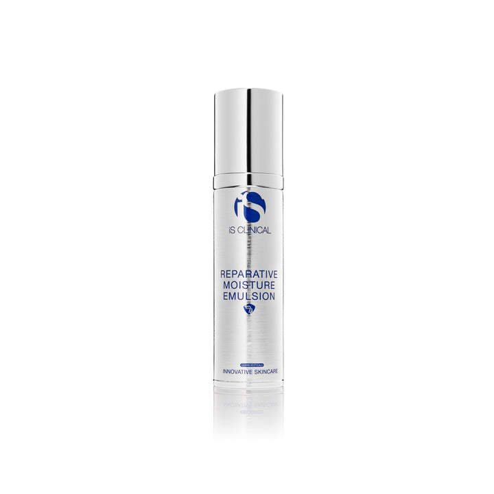 iS CLINICAL front packaging shot showing the reparative moisture emulsion and hydrating benefit