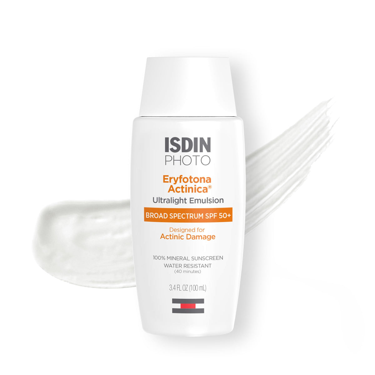 ISDIN front packaging showing SPF 50+ and lightweight benefit