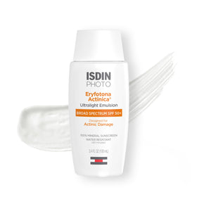 ISDIN front packaging showing SPF 50+ and lightweight benefit