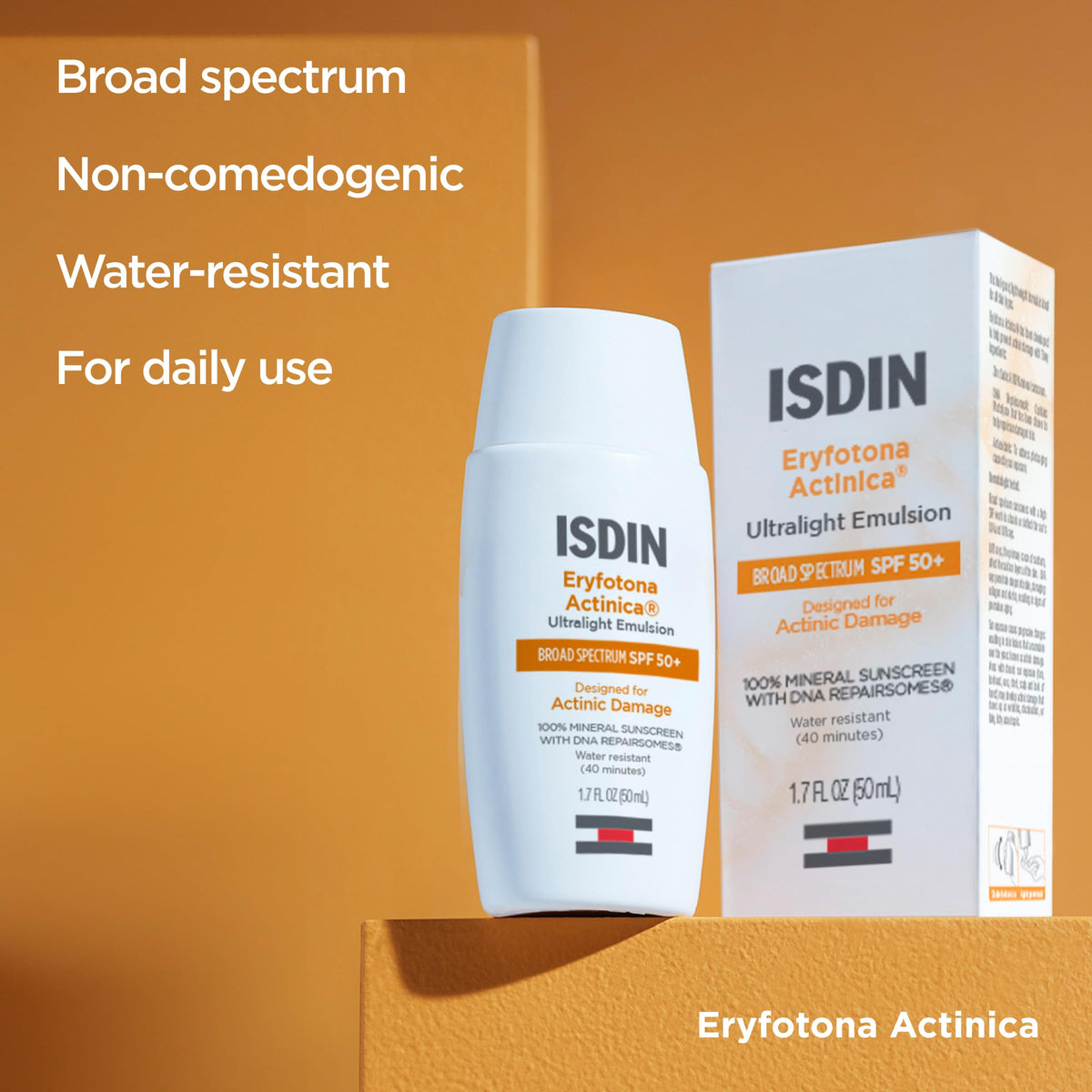 ISDIN ingredients label highlighting zinc oxide and DNA Repairsomes