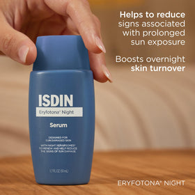 ISDIN ultra-fluid serum texture close-up demonstrating fast absorption