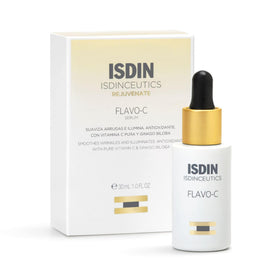 ISDIN Flavo-C front packaging showing bottle and box for clear identification and trust