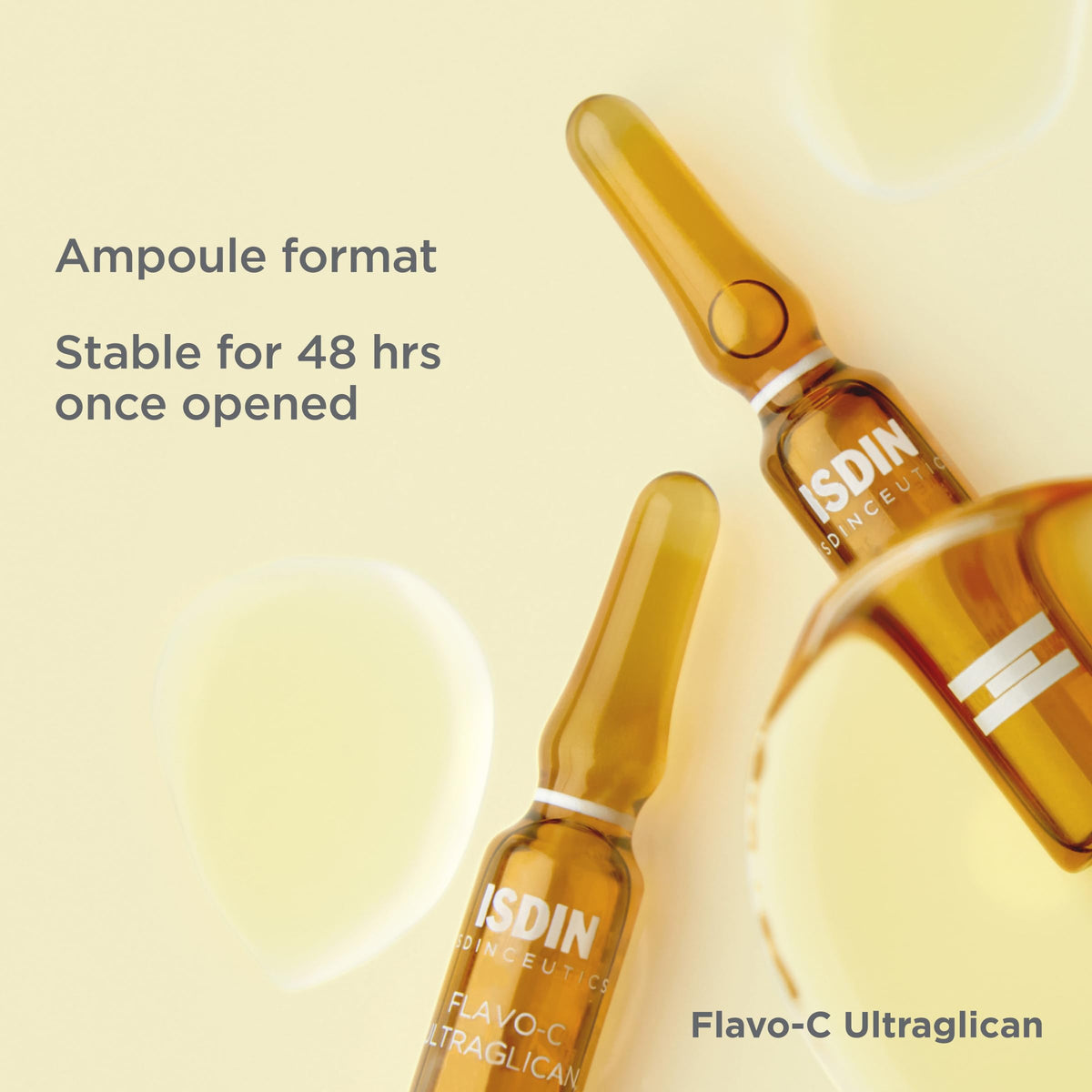 ISDIN ten ampoules displayed indicating travel-ready convenience