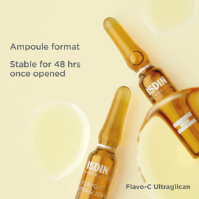 ISDIN ten ampoules displayed indicating travel-ready convenience