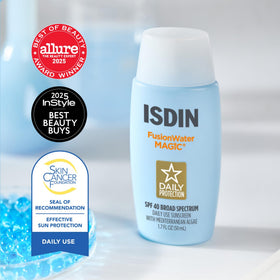 ISDIN Fusion Water MAGIC creamy gel texture demonstrating quick absorption