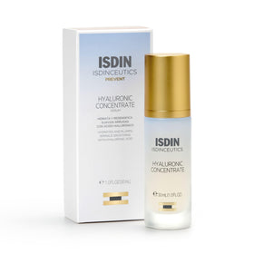 ISDIN front packaging of hyaluronic concentrate showing product benefit