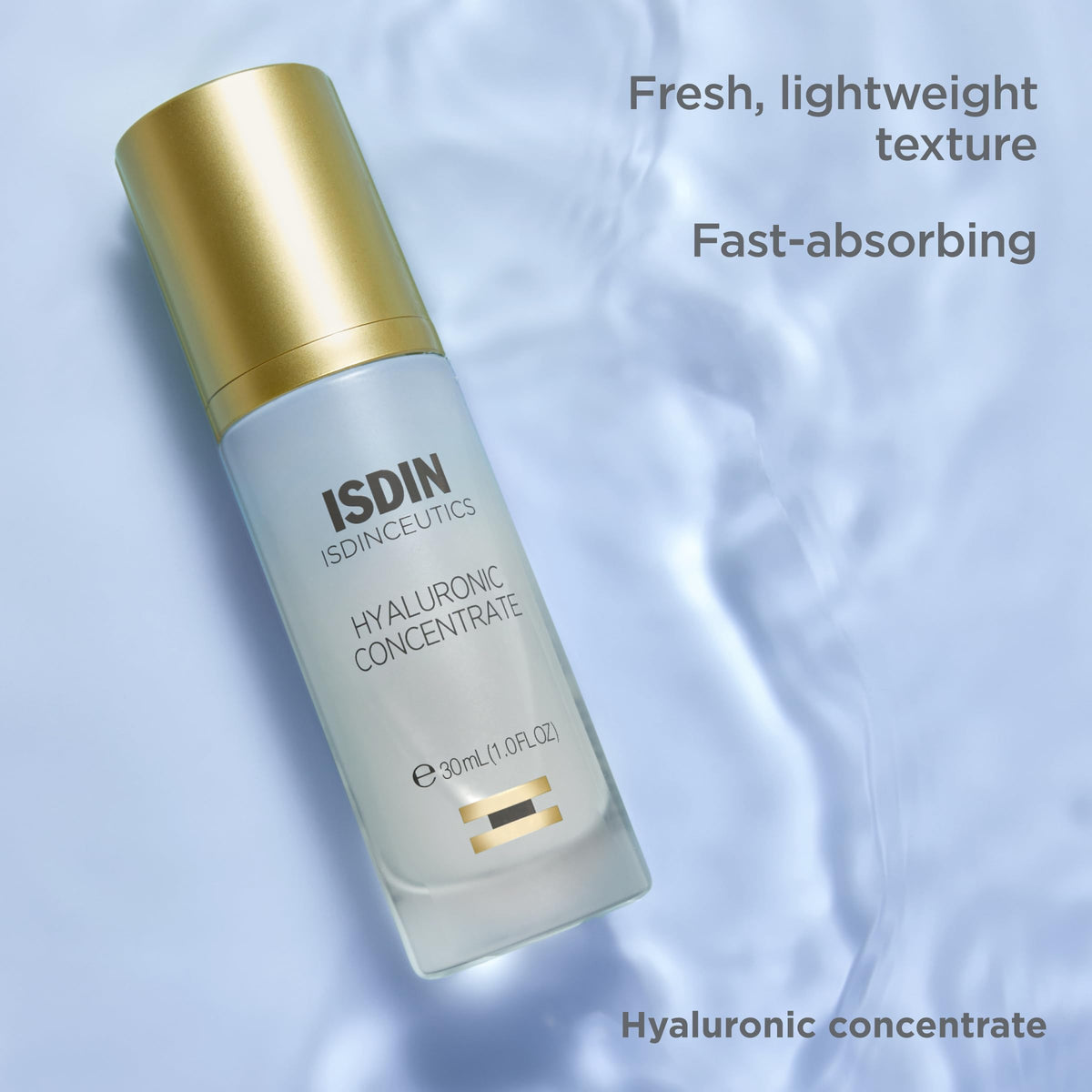 ISDIN ingredients label highlighting peptides and hyaluronic acids benefit
