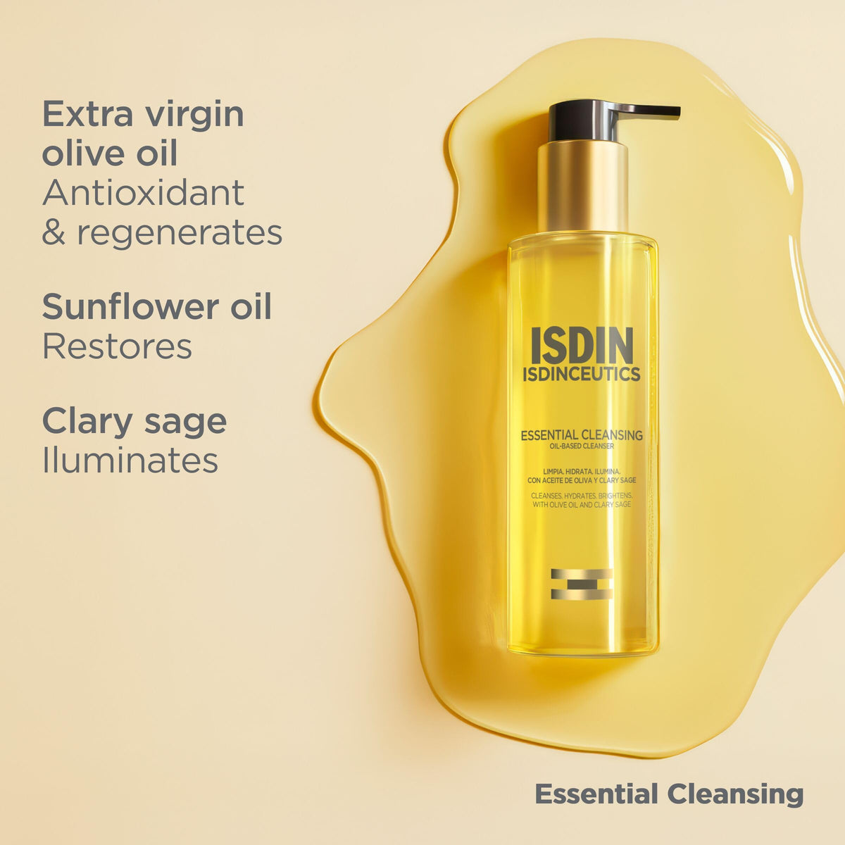 ISDIN olive sunflower clary sage trio representing nourishing natural ingredient benefits