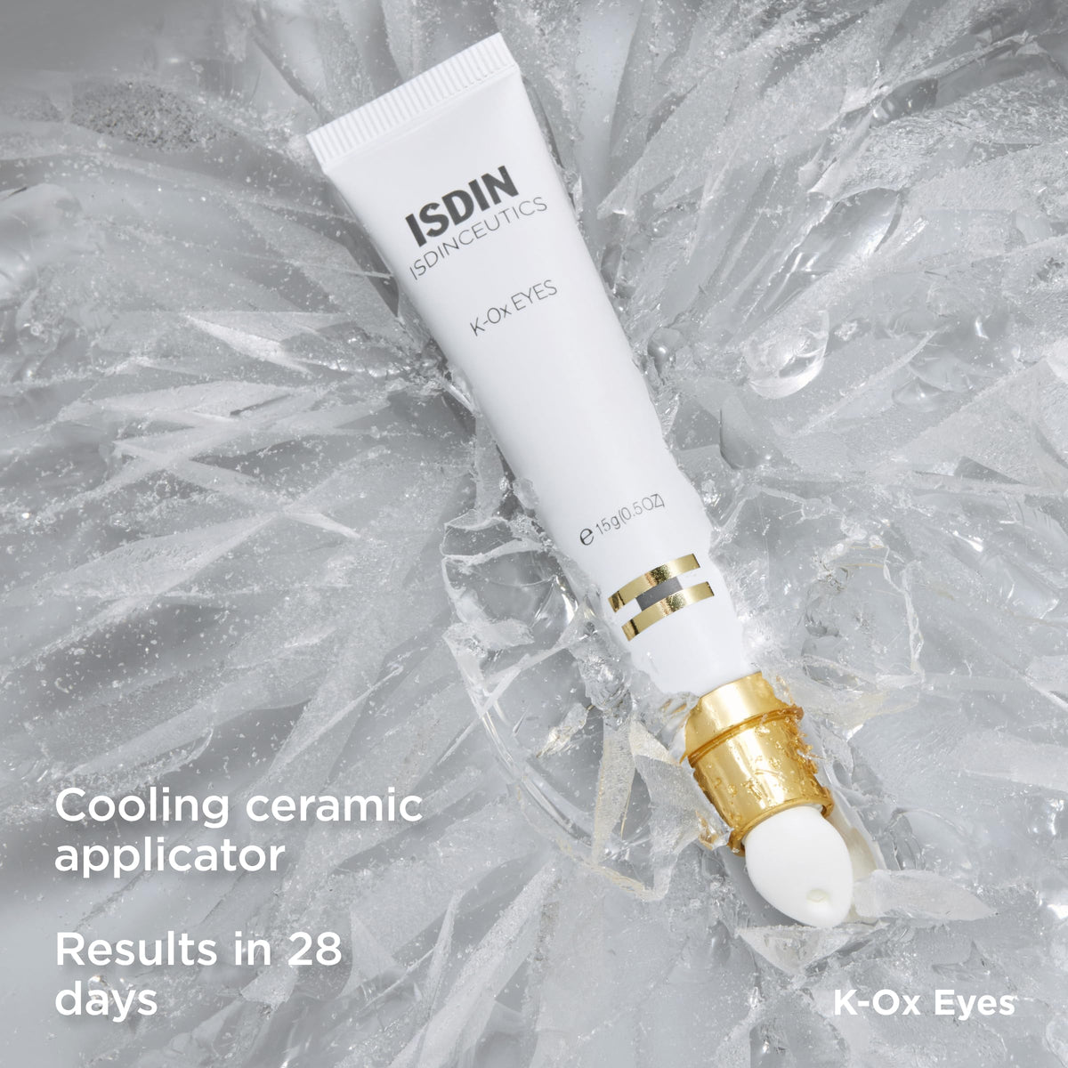 ISDIN product held in hand to show 0.5 oz scale and travel-friendly size