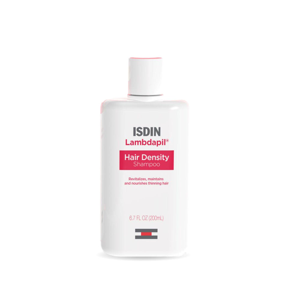 ISDIN Lambdapil front bottle showing product and brand benefits