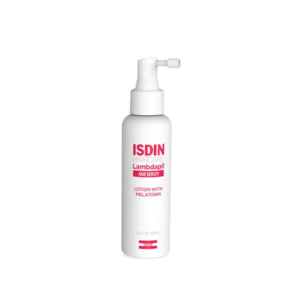 ISDIN Lambdapil front packaging showing bottle and branding benefits