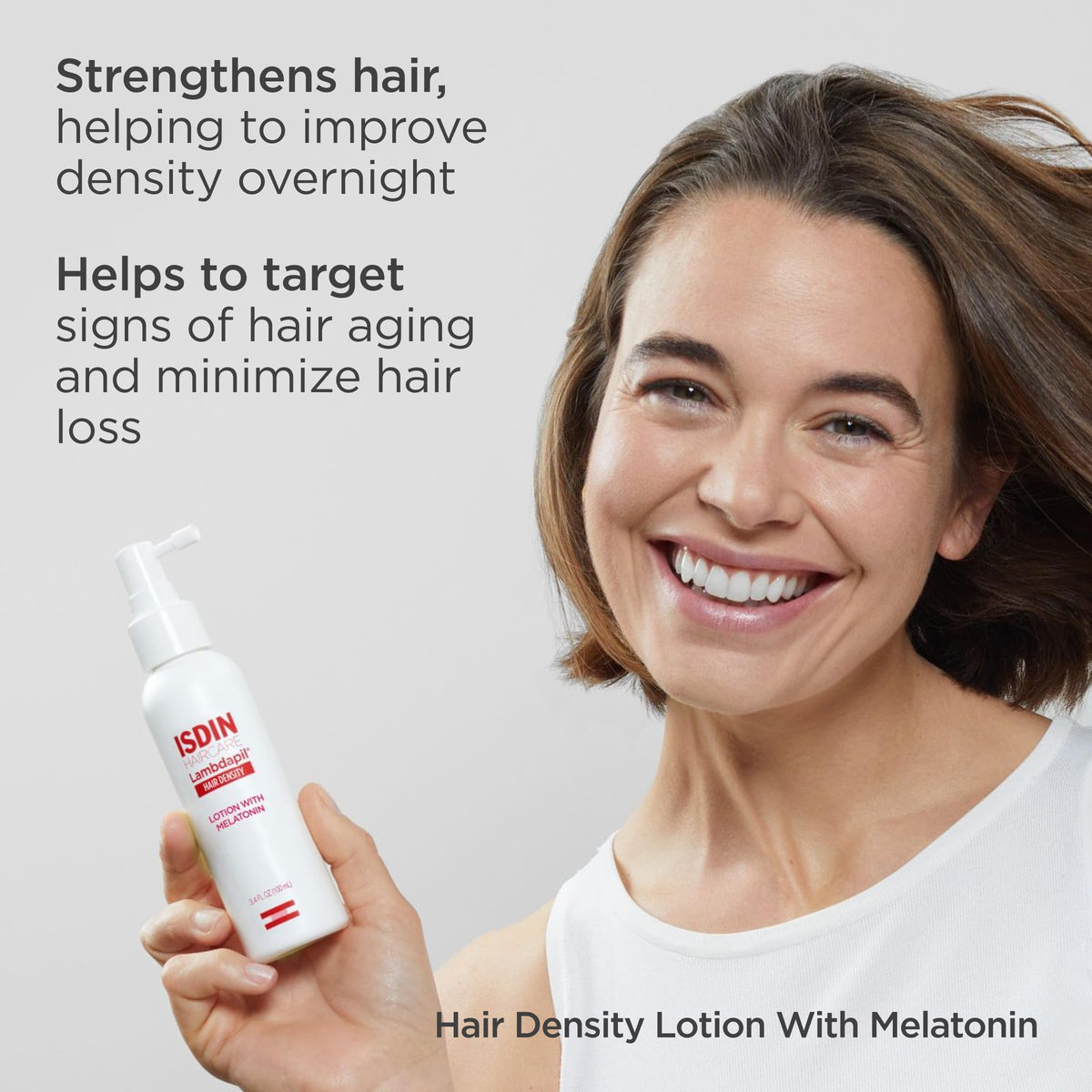 ISDIN Lambdapil pump nozzle detail for precise scalp application benefit